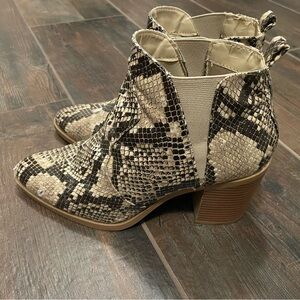 MIA Snakeskin Ankle Booties - Black and Cream
